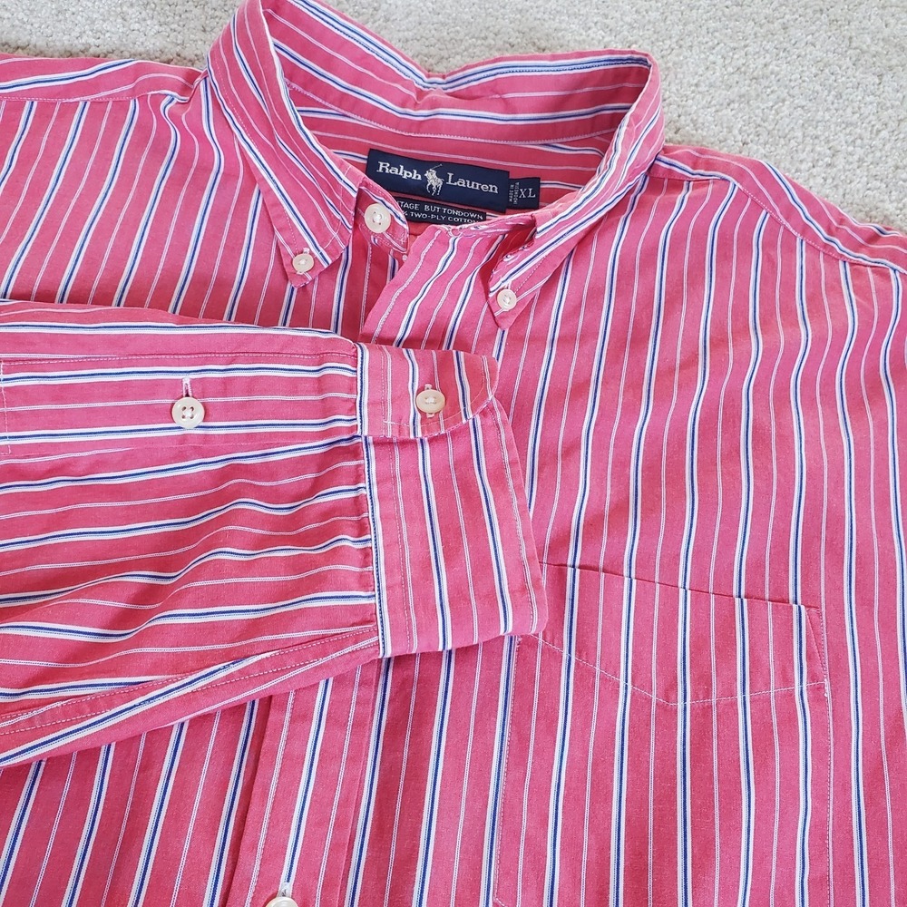 Ralph Lauren Vintage Button Down Men's Shirt Long Sleeve Size XL  Red / Coral
